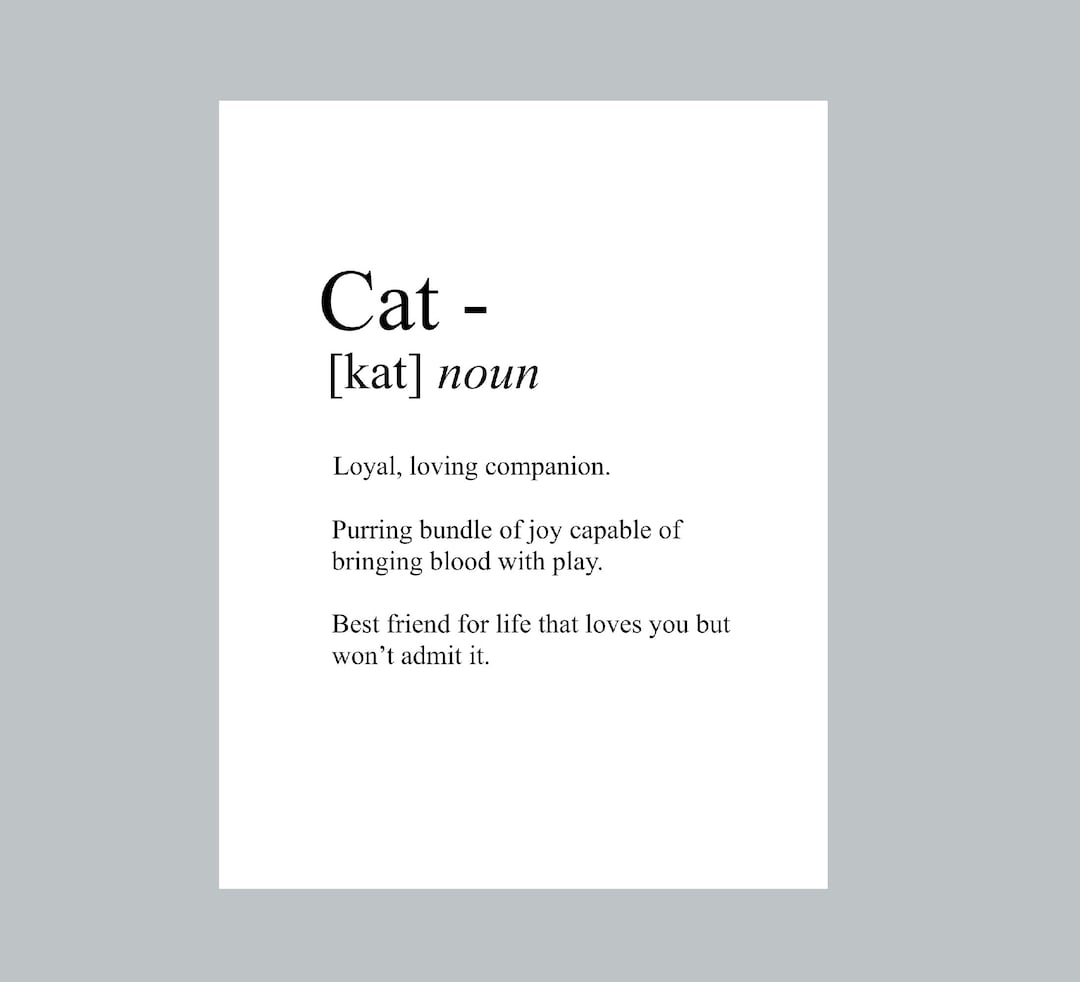 Humorous Cat Definition Print, Humorous Definition Print, Etsy