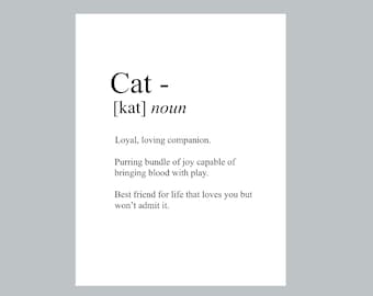 Stampa di definizione di gatto umoristico, Stampa di definizione umoristica,