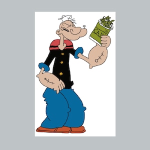 Retro Cartoon Drawing, Popeye Digital Drawing, Humorous Popeye Poster, Classic Cartoon Drawing