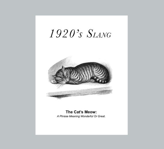 Cats Meow Definition Print 1920s Slang Definition Print Etsy