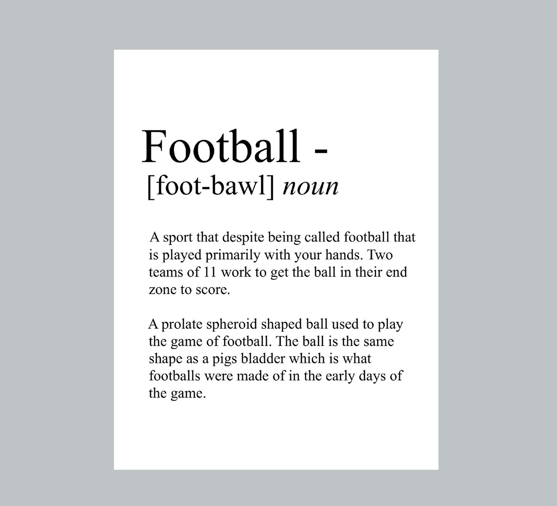 Humorous Football Definition Print Etsy