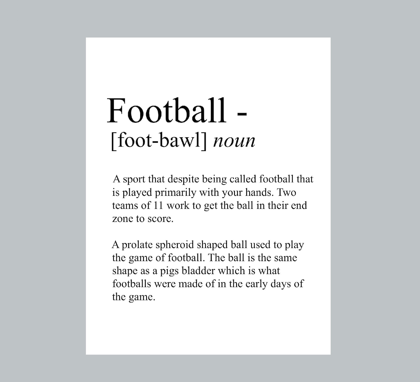 Humorous Football Definition Print Etsy