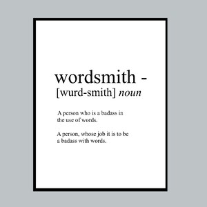 Humorous Wordsmith Definition Poster, Geek Art, Funny Art Print, Wall Art, Office Decor, Home Decor, Bookgeek