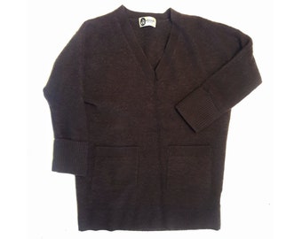 Vintage LANVIN Sweater / Brown 100% Cashmere Shirt / Designer Sweater / 3/4 Length Sleeves / Chocolate Brown / Unisex V-Neck Top / Fall
