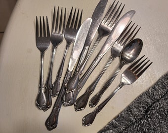 Vintage Flatware Set / Made in Korea / Silver Serving Utensils / Vintage Kitchen / Home Decor / Barware / Dining