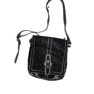 Vintage  COACH Bag / Black Satchel Bag / Designer Purse with Silver Hardware / Black Handbag / Authentic Coach Accessory