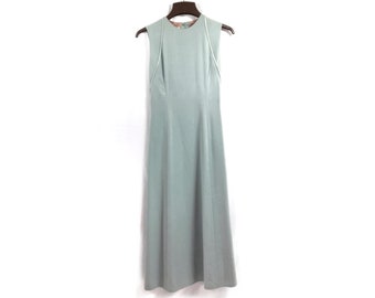 1990s Gigi by Gillian Vintage / Blue Green Gown / Midi-Length Gown / Sleeveless Prom Dress / Modern Wedding Dress / Size 2 / Flirty Dance