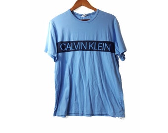 Vintage Calvin Klein Top / Graphic Tee / Logo Shirt / Designer Tshirt / Short Sleeve / Blue Top / Unisex / Menswear