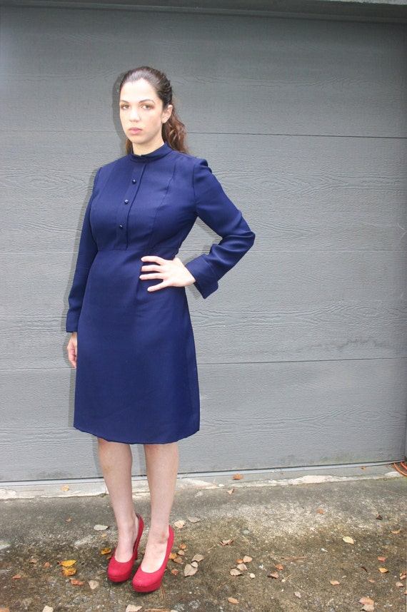 1960s Suzy Perette Vintage / Navy Blue Dress / Ma… - image 4