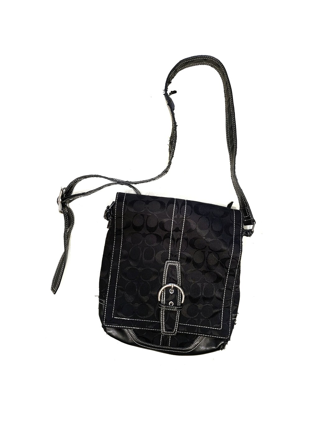 Vintage COACH Bag / Black Satchel Bag / Designer Purse With Silver