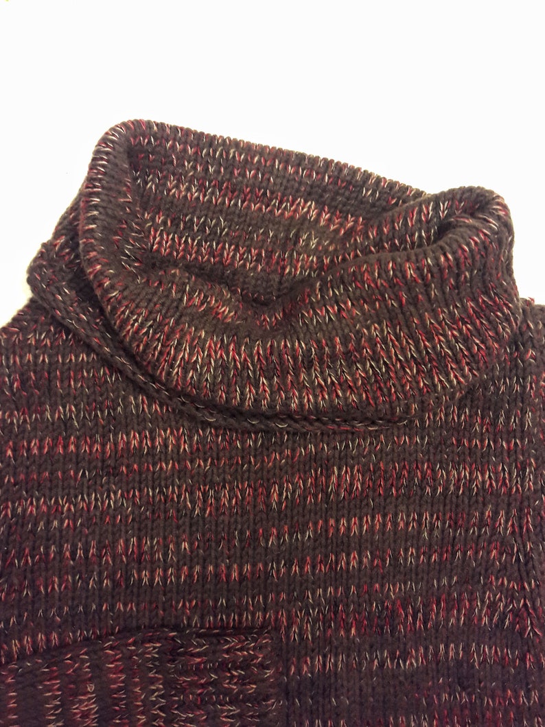 Vintage DOLCE & GABBANA / Designer Turtleneck Sweater / Brown and Red Cowl Neck Top / Knit Sweater / Made in Italy / DG Authentic Winter Top image 3