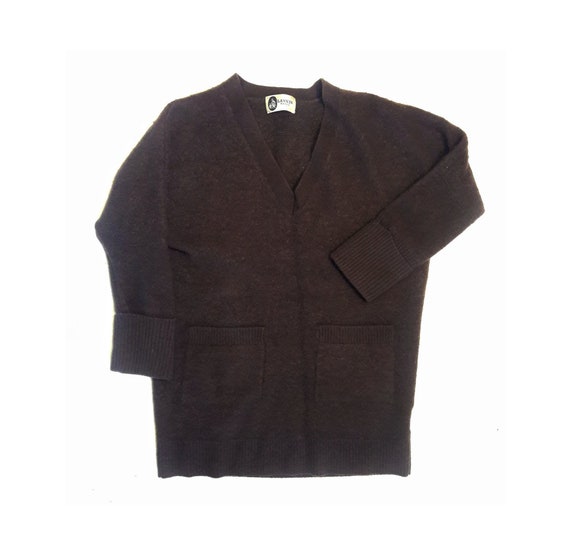 Vintage LANVIN Sweater Brown 100 Cashmere Shirt Designer Sweater 3 4 Length Sleeves Chocolate Brown Unisex V neck Top Fall Etsy