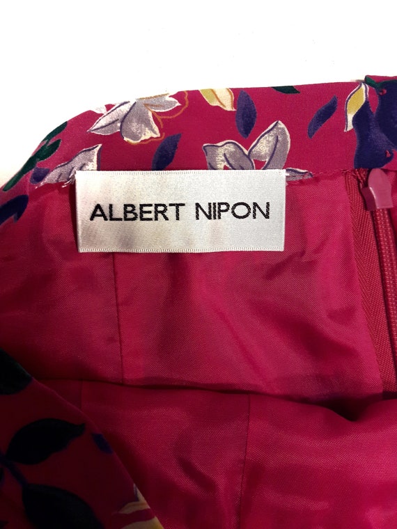 1980s Albert Nipon Vintage / Asymmetrical Floral … - image 5