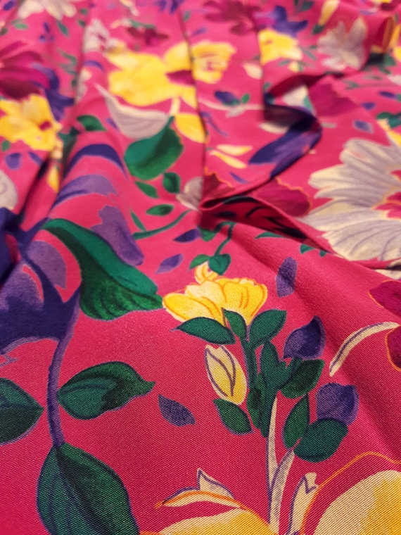 1980s Albert Nipon Vintage / Asymmetrical Floral … - image 4