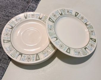 Vintage Taylor House Taylorstone "Cathay" / Bread Plates / Green / Atomic / Home Decor / Oven Proof / Homeware