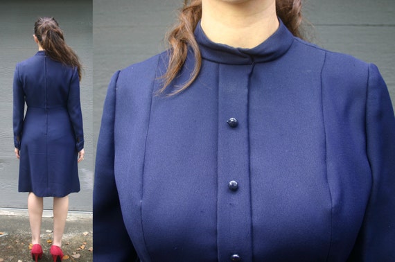 1960s Suzy Perette Vintage / Navy Blue Dress / Ma… - image 2