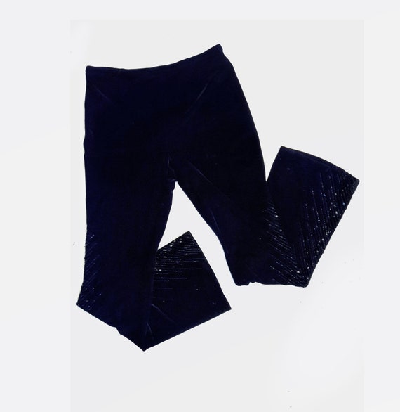 Vintage Adrianna Papell Pants / Midnight Blue Vel… - image 1