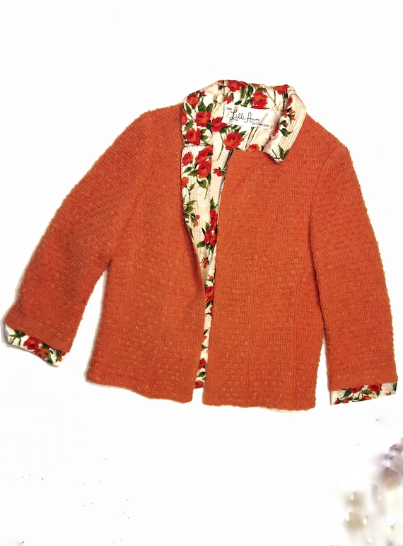 1960s Lillie Ann Vintage / Orange Tweed Skirt Suit