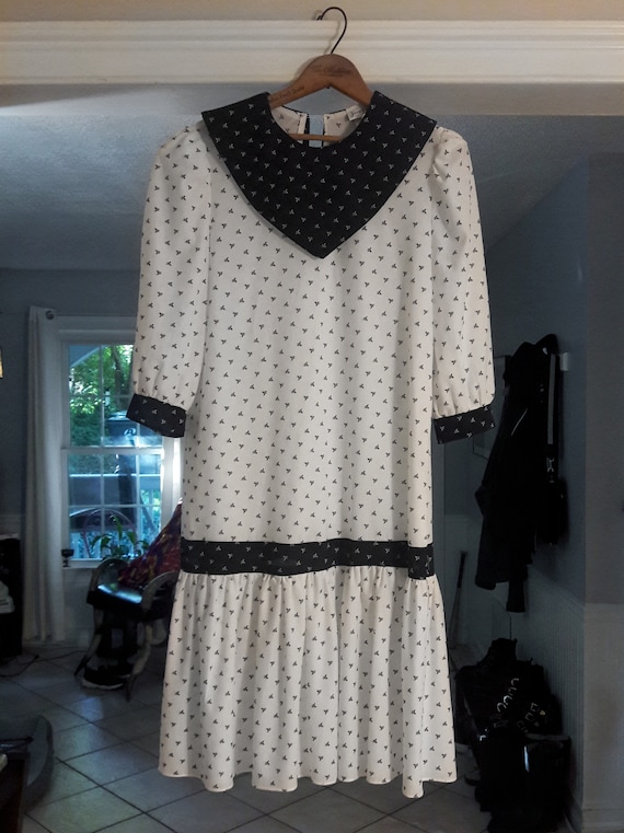 1980s Jane Baar Vintage / Black and White Dress / 