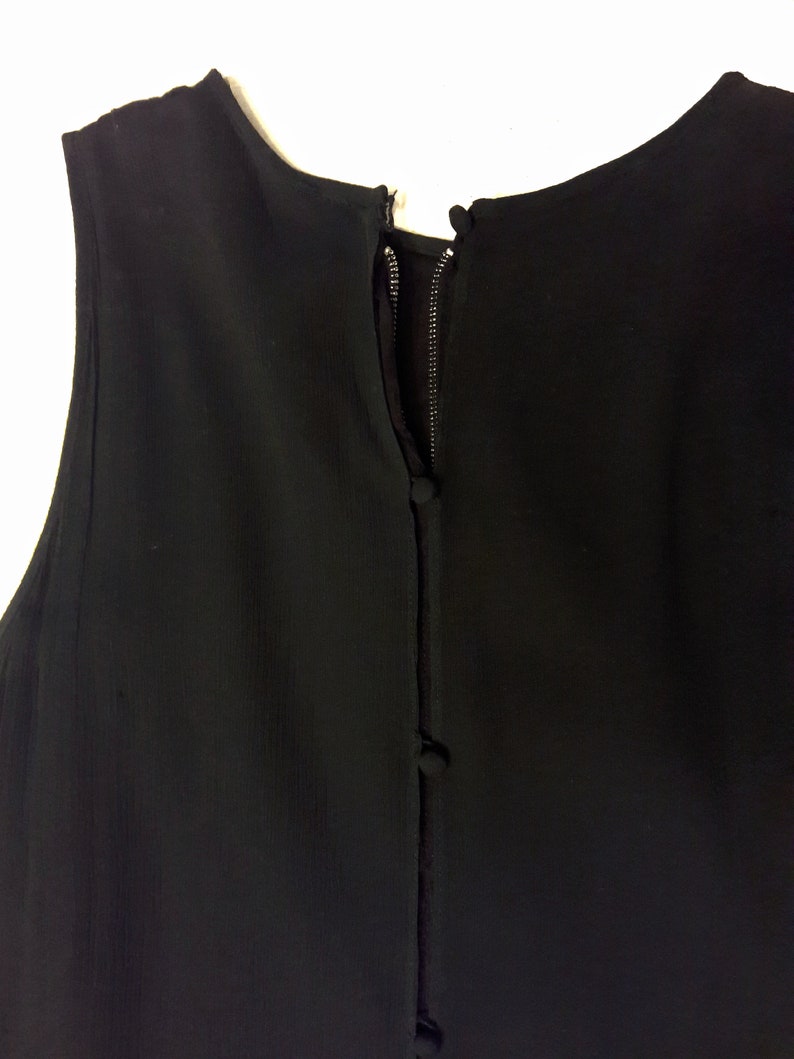 1960s Stephen O/'Grady Vintage Little Black Dress Layered Mini Dress Sheer Layer Ruffled Bottom Sleeveless Metal Zipper Formal