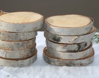 15 Birch discs- wood discs, birch tree slices