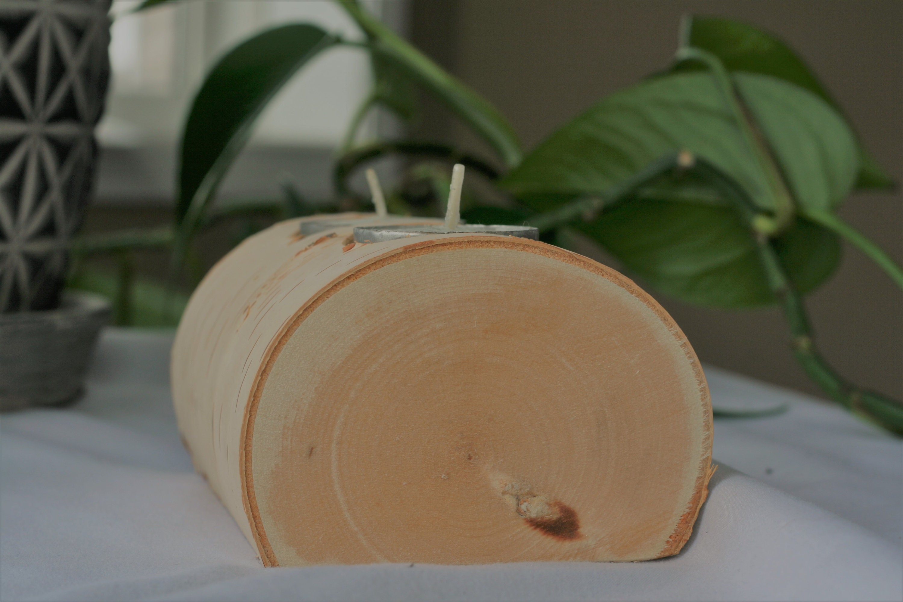 White birch tea light candle holder Etsy