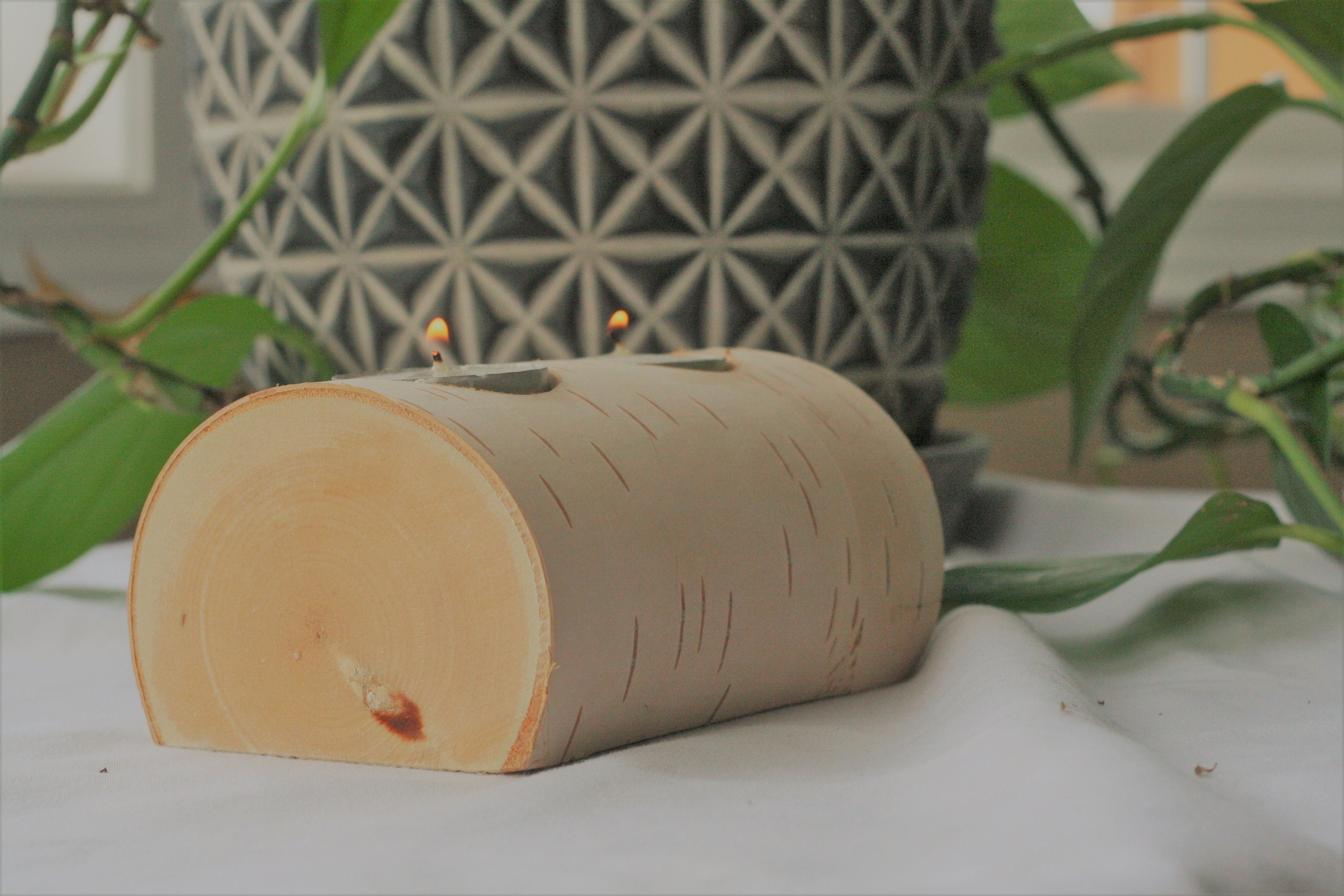 White birch tea light candle holder Etsy