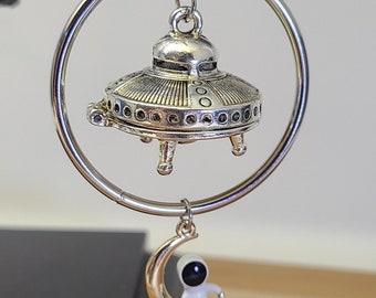 UFO/Spaceship Magnetic Locket and Astronaut Car Jewelry - Two Astronaut Versions: Moon or Star