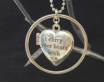 Metal Heart Locket with Magnetic Opening / "I carry your heart with me" Car Jewelry