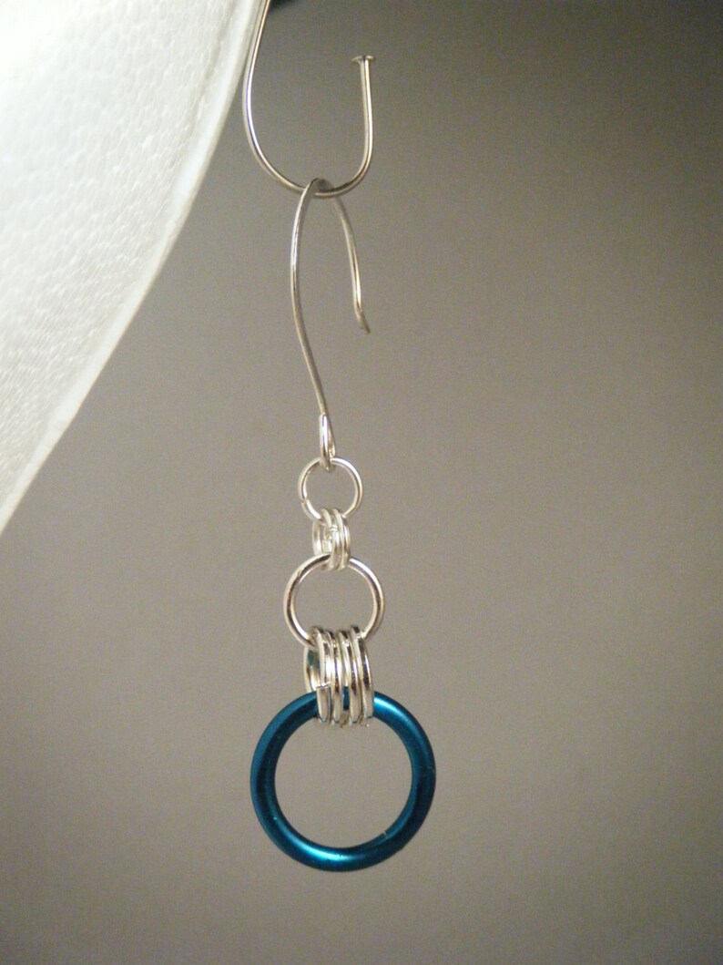 Jump Ring Earrings/turquoise Anodized Aluminum Earrings/dangle Etsy