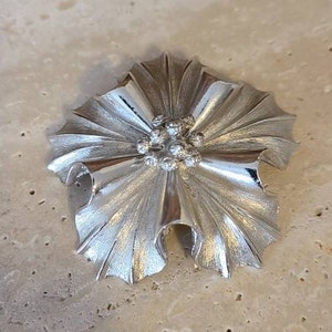 Vintage Signed CORO Silvertone Floral Brooch