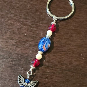 PATRIOTIC Red, White & Blue - Guardian Angel - Key Chain/Fob