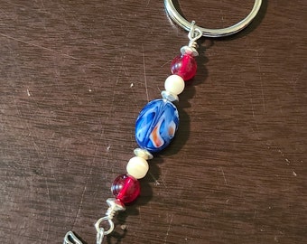 PATRIOTIC Red, White & Blue - Guardian Angel - Key Chain/Fob