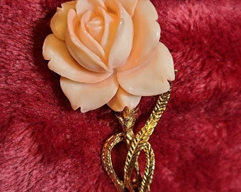 Vintage geformte Kunststoff Rose Gold Ton Brosche