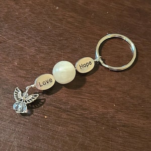 Fiber Optic & Metal Bead - Guardian Angel - Key Chain/Fob