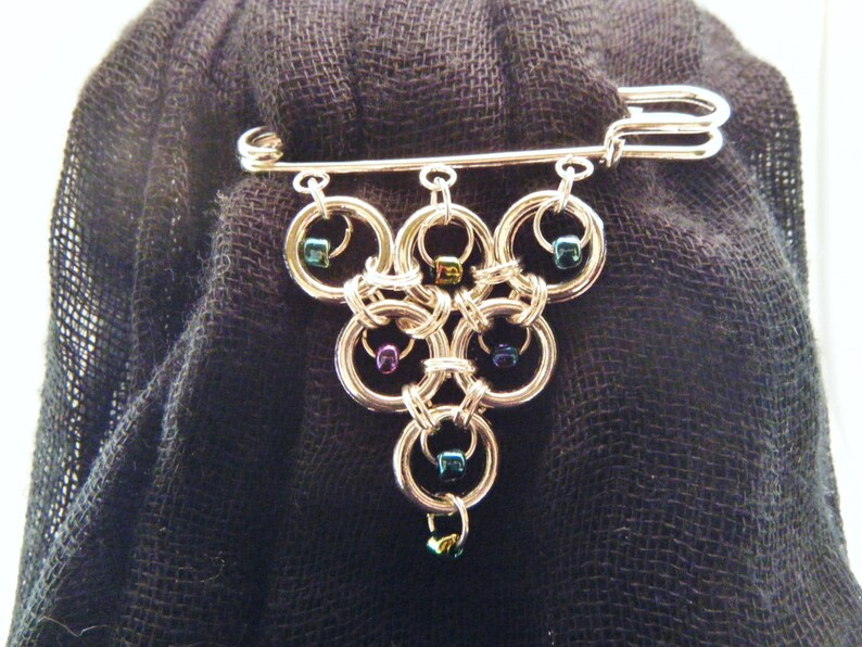 Kilt Pin Brooch/Chain Maille Kilt Pin Brooch/Brooch of Circles Etsy