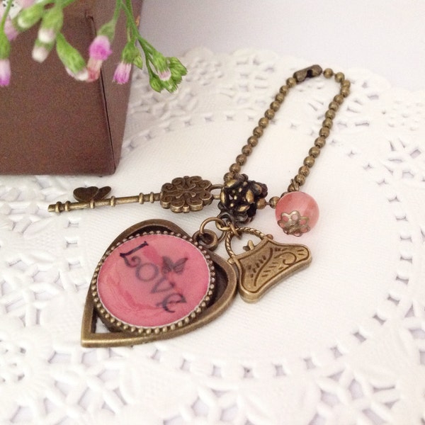 Love Antique Bronze Pendant Bag Charm, Purse Charm, Zipper Pull Charm, Planner or Filofax Charm
