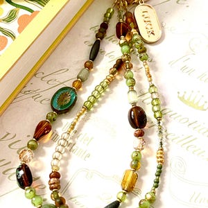 Handmade Glass Bead Bag Charm: Olive Green Purse Accessory