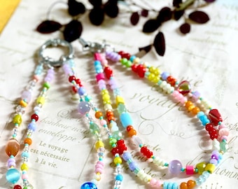Glass Bead Bag Charm: Handmade Keychain Phone Accessory