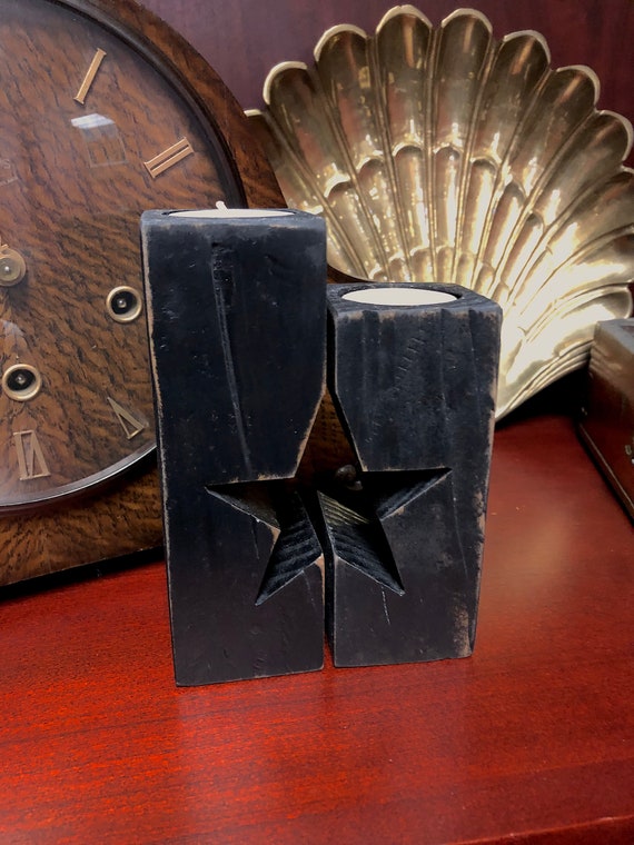 Black Star Candle Holder Rustic Candle Holder Gothic Home Decor Mantle Decor Pagan Gifts