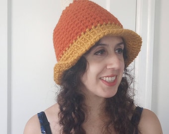 Crochet PATTERN: Candy Corn Witch Hat