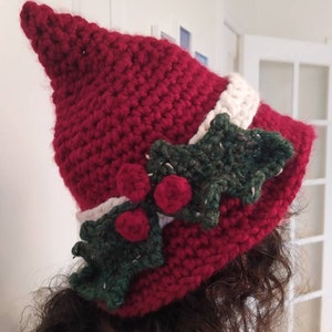 Yule/Christmas Witch Hat - Hand-Crocheted