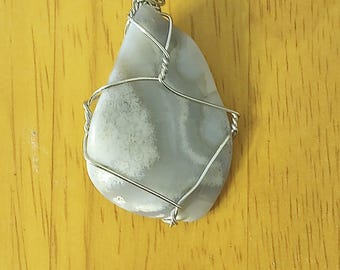 Wire Wrapped Gray Stripes Stone - Tea Infuser, Clip, or Pendant
