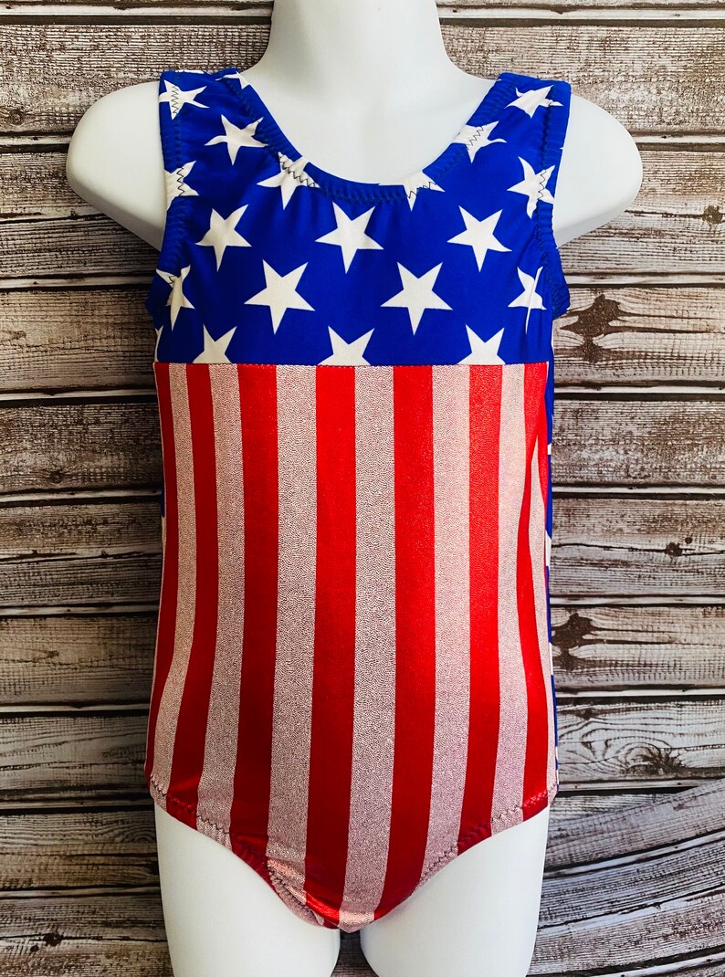 American Flag Girls Gymnastics Dance Leotard Etsy