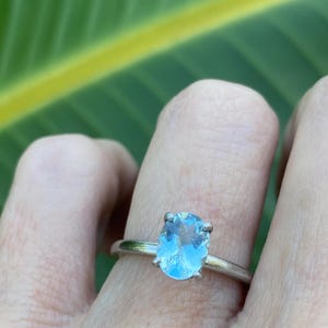 Aquamarine blue genuine stone, ,sterling silver, 8x6mm.