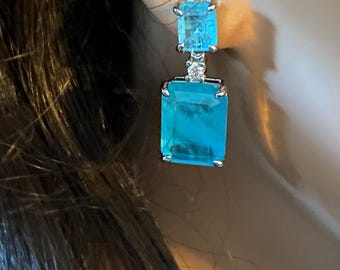 Boucles d'oreilles Paraiba, pendant