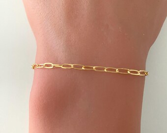 Gold Filled Paperclip Chain Bracelet: Delicate Sterling Silver Option