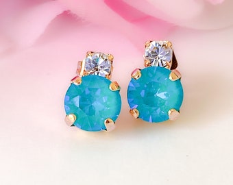 Boucles d'oreilles bleues, Boucles d'oreilles bleu océan, Boucles d'oreilles bleu cristal, Boucles d'oreilles de mariée, Boucles d'oreilles de demoiselle d'honneur, Boucles d'oreilles bleu caraïbe, Boucles d'oreilles turquoise