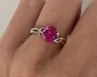 Bague rubis, ovale CZ, argent sterling, 8 x 6 mm