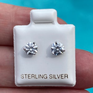 Moissanite Earrings, round moissanite earrings, Stud .5 ct, half carat Moissanite Stud Earrings, 5mm, Sterling Silver 925